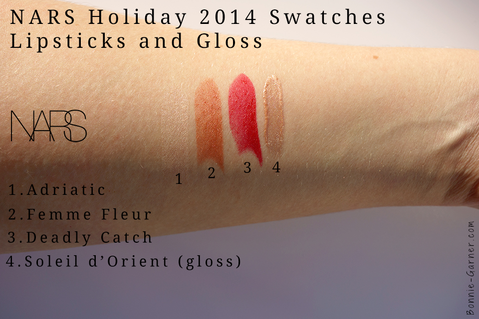 Les rouges à lèvres Adriatic, Femme Fleur et Deadly Catch et le gloss Soleil d'Orient