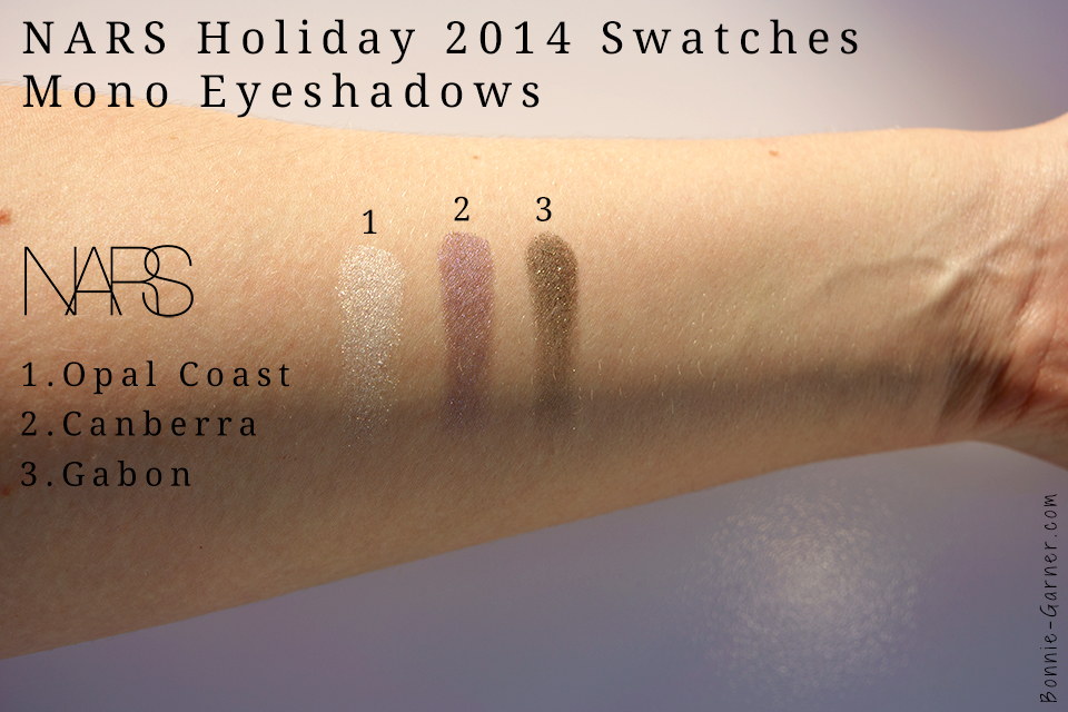 Opal Coast, Canberra, Gabon mono eyeshadows
