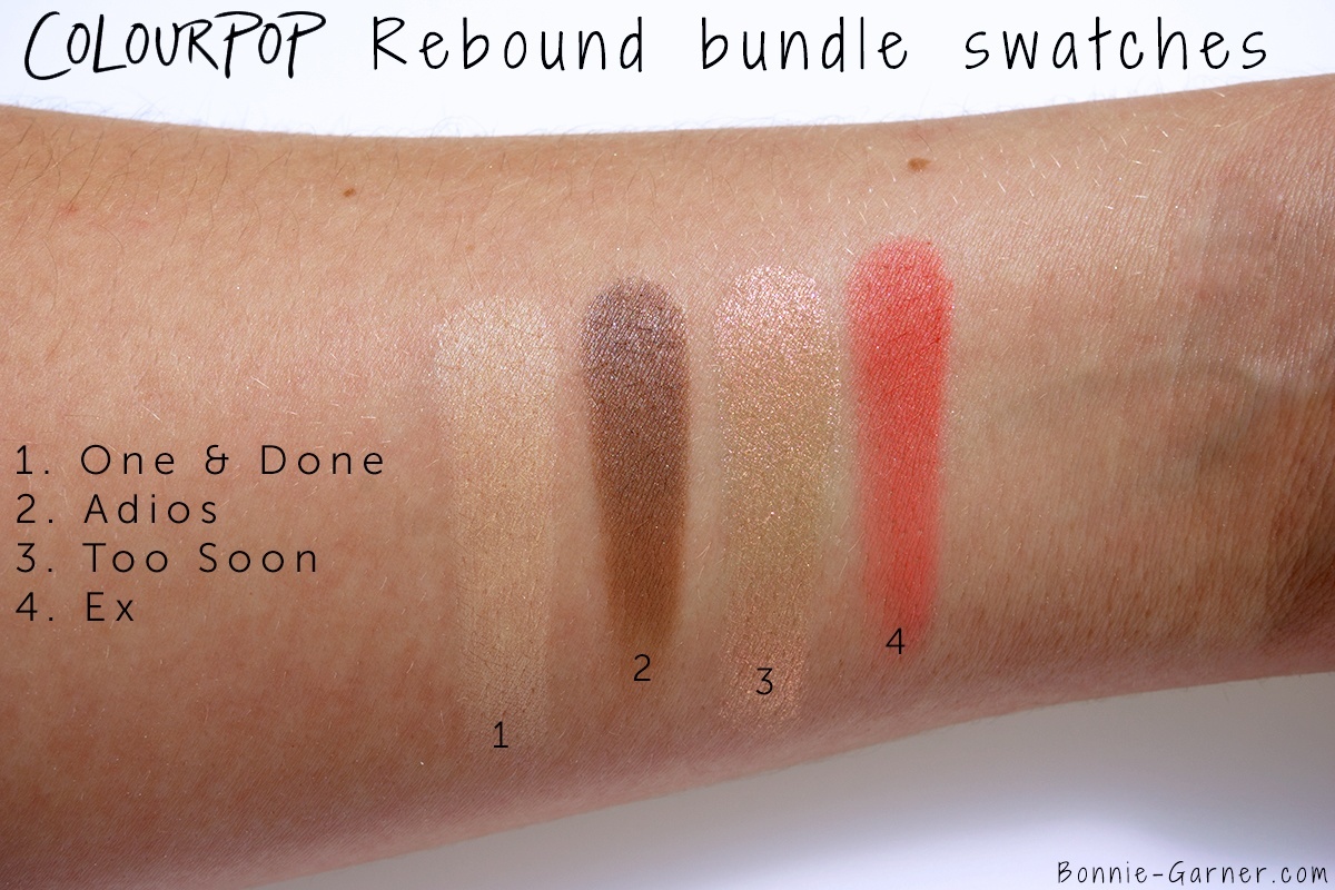 ColourPop Rebound Bundle Ex, Adios, One & Done, Too Soon swatches