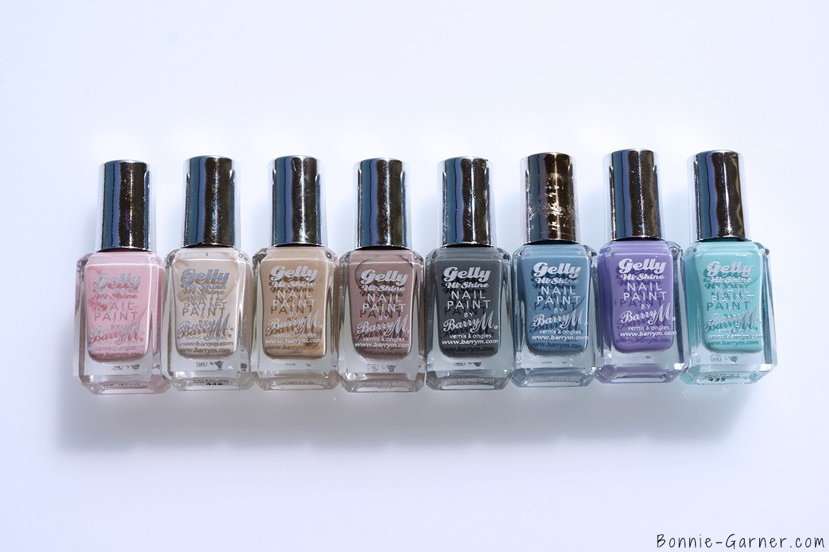 Barry M Gelly Hi Shine Nail Polishes Rose hip, Coconut, Lychee, Almond, Chai, Huckleberry, Prickly Pear, Sugar Apple