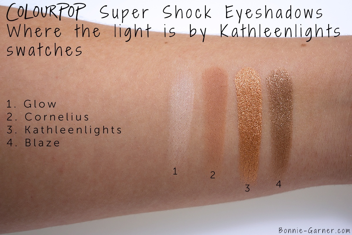 ColourPop Where The Light Is by Kathleen Lights: Glow, Cornelious, Blaze, KathleenLights swatches