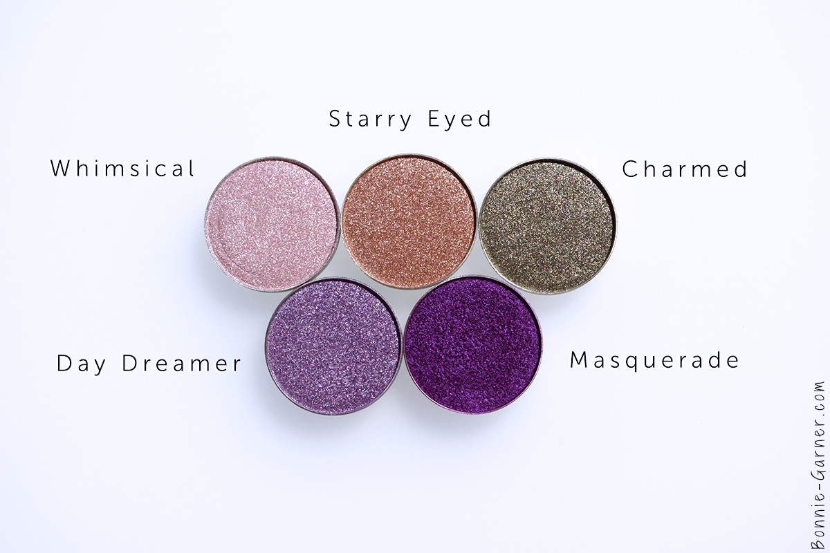 Makeup Geek Foiled eyeshadows Whimsical, Starry Eyed, Charmed, Day Dreamer, Masquerade.
