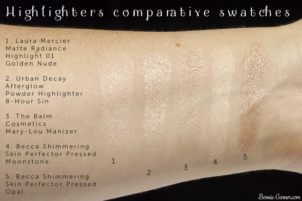 Urban Decay Afterglow Powder Highlighter 8-Hour Sin + comparative swatches