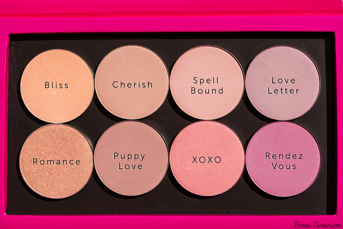 Makeup Geek blushes: Bliss, Cherish, Puppy Love, Romance, Spell Bound, Love Letter, Rendez Vous, XOXO