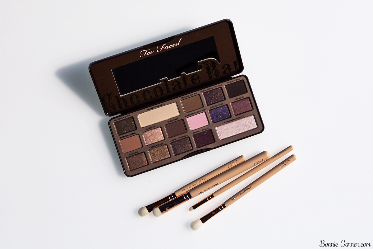 Too Faced Chocolate Bar eyeshadow palette, Zoeva makeup brushes
