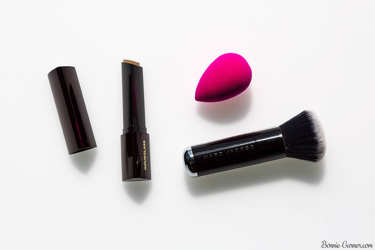 Hourglass Vanish Seamless Finish Foundation Stick, Beauty Blender, Marc Jacobs Face 3 foundation brush