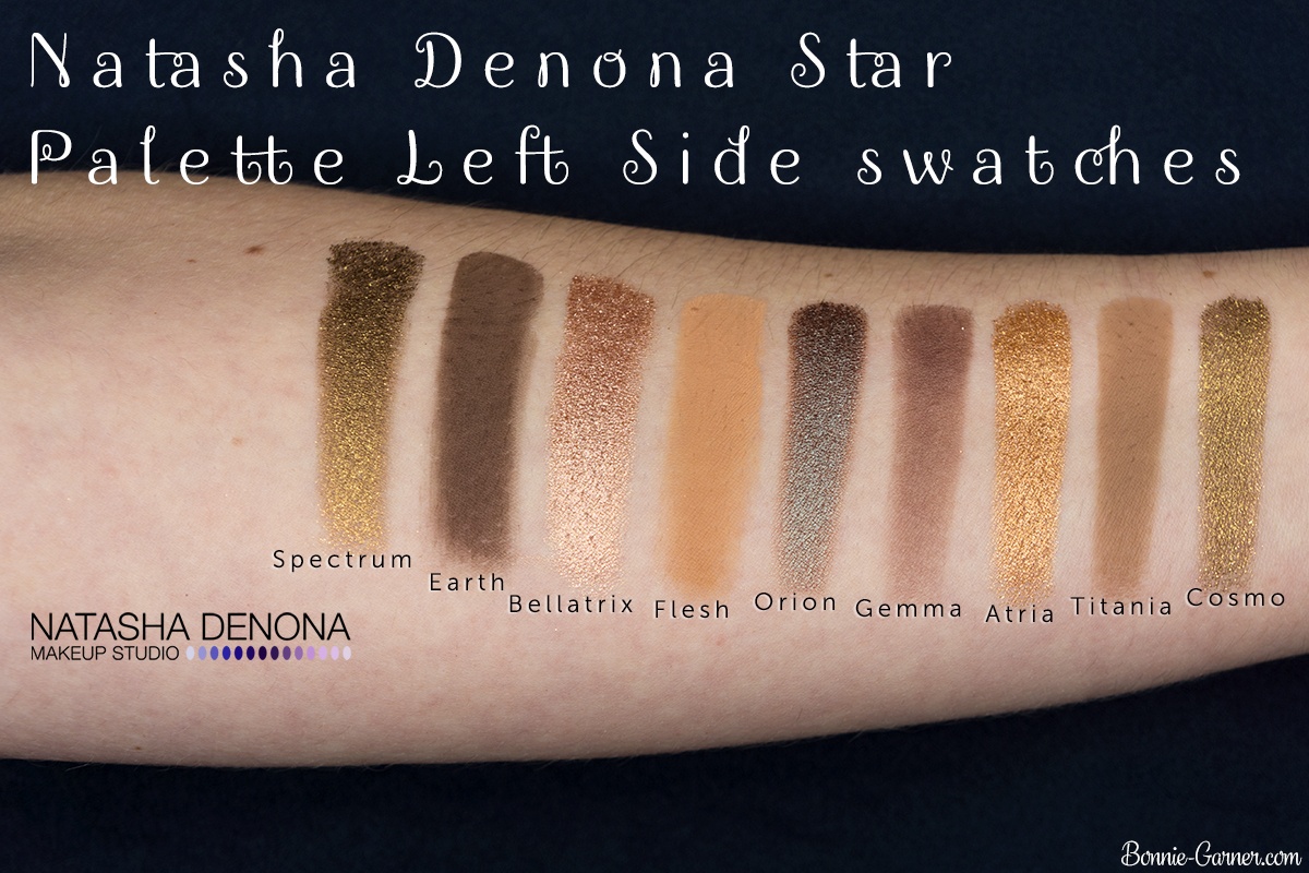 Natasha Denona Star Palette swatches (left side)