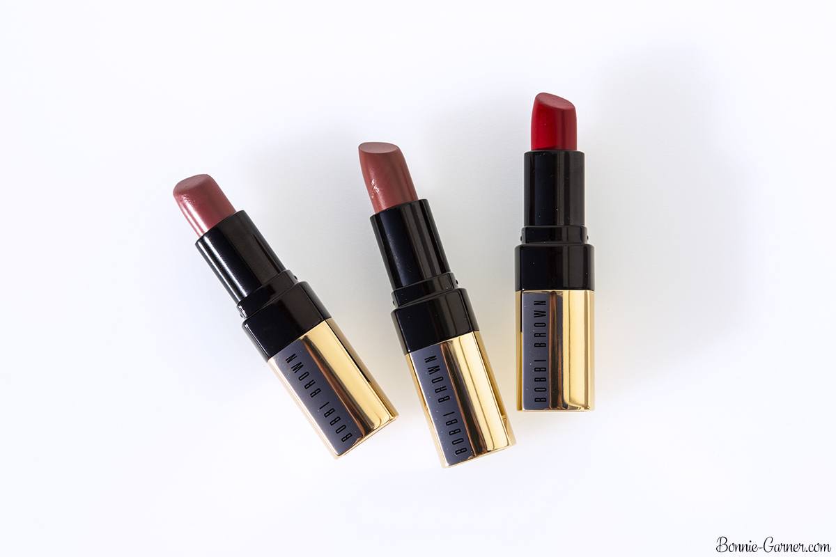 Bobbi Brown Luxe Lip Color lipsticks Neutral Rose, Parisian Red, Pink Buff