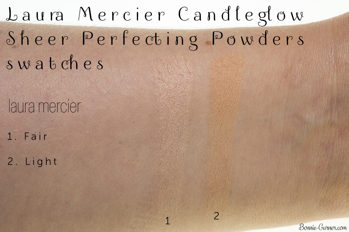 Laura Mercier Candleglow Sheer Perfecting Powder: 01 Fair, 02 Light swatches