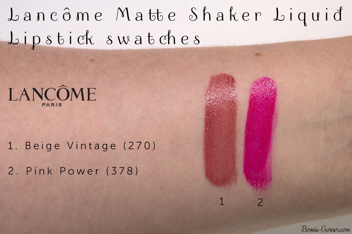 Lancôme Matte Shaker liquid lipsticks: Beige Vintage 270, Pink Power 378
