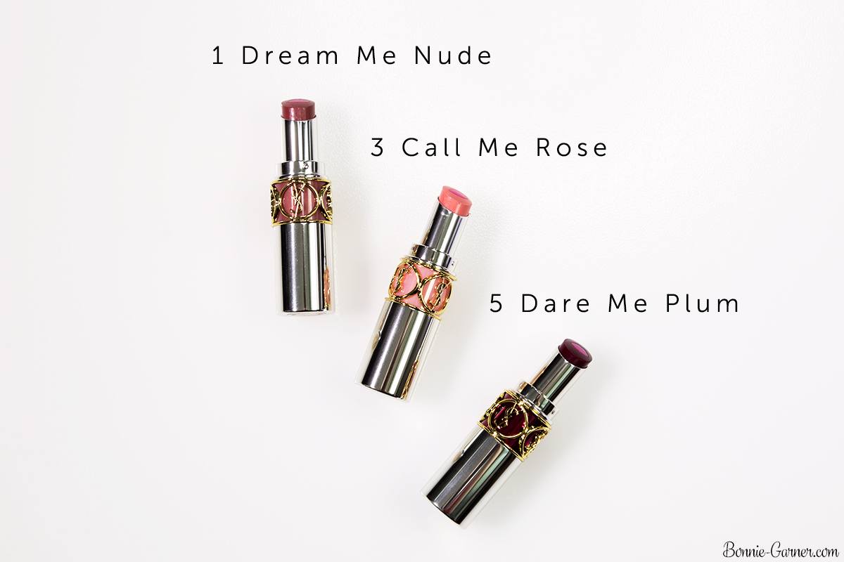 YSL Volupté Tint In Balm: 1 Dream Me Nude, 3 Call Me Rose, 5 Dare Me Plum
