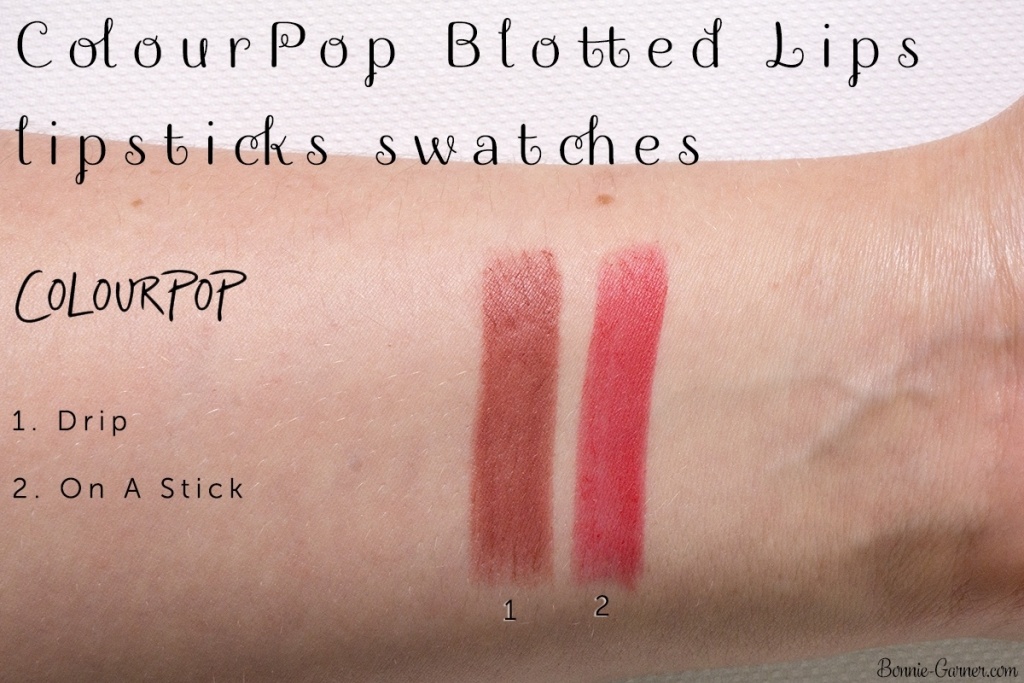 ColourPop Blotted Lips: On A Stick, Drip swatches