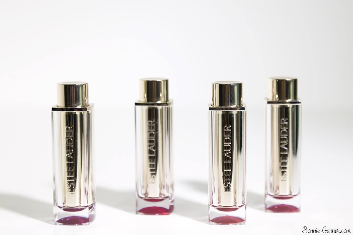 Estée Lauder Pure Color Love lipsticks: 130 Strapless, 230 Juiced Up, 460 Ripped Raisin, 370 Pocket Venus