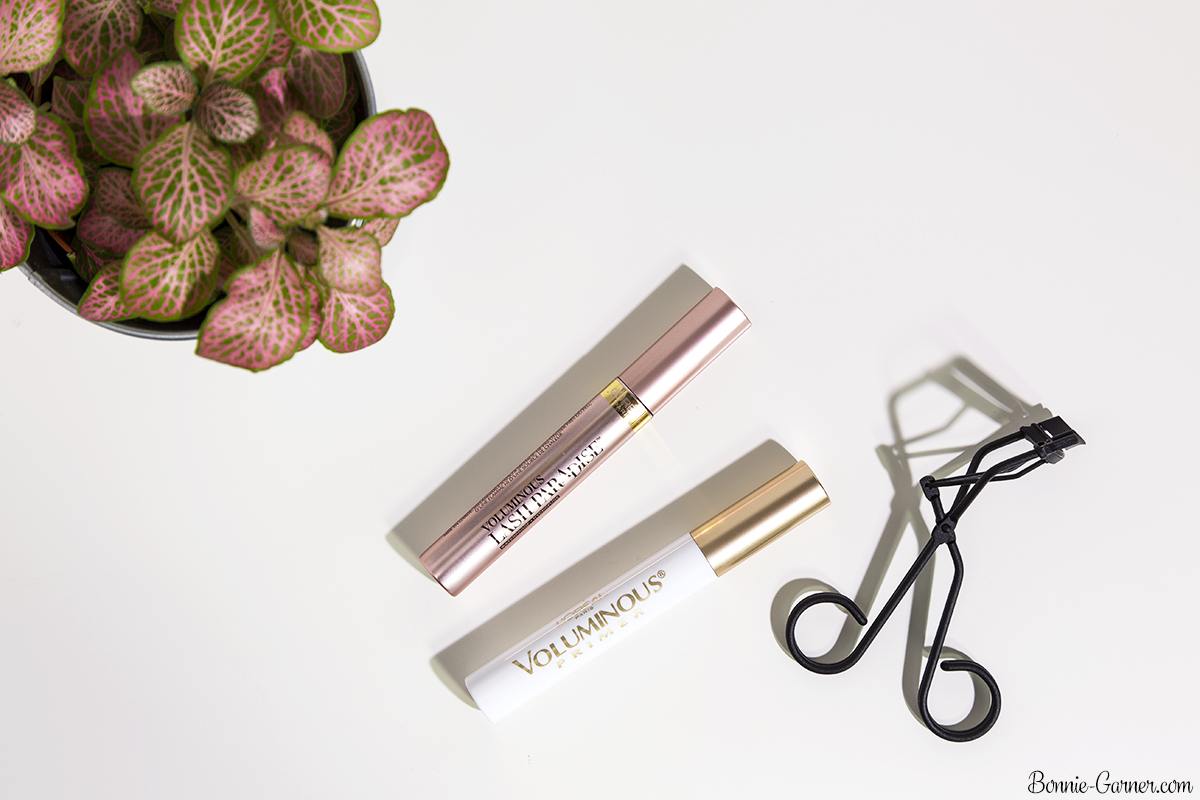 L'Oréal Voluminous Lash Paradise mascara, L'Oréal Voluminous primer, Surratt eyelash curler